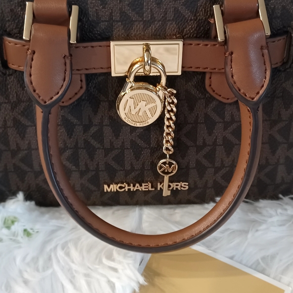 FIRM...NWT Authentic MICHAEL KORS HAMILTON XS SATCHEL CROSSBODY BROWN PRICE FIRM - Picture 5 of 9
